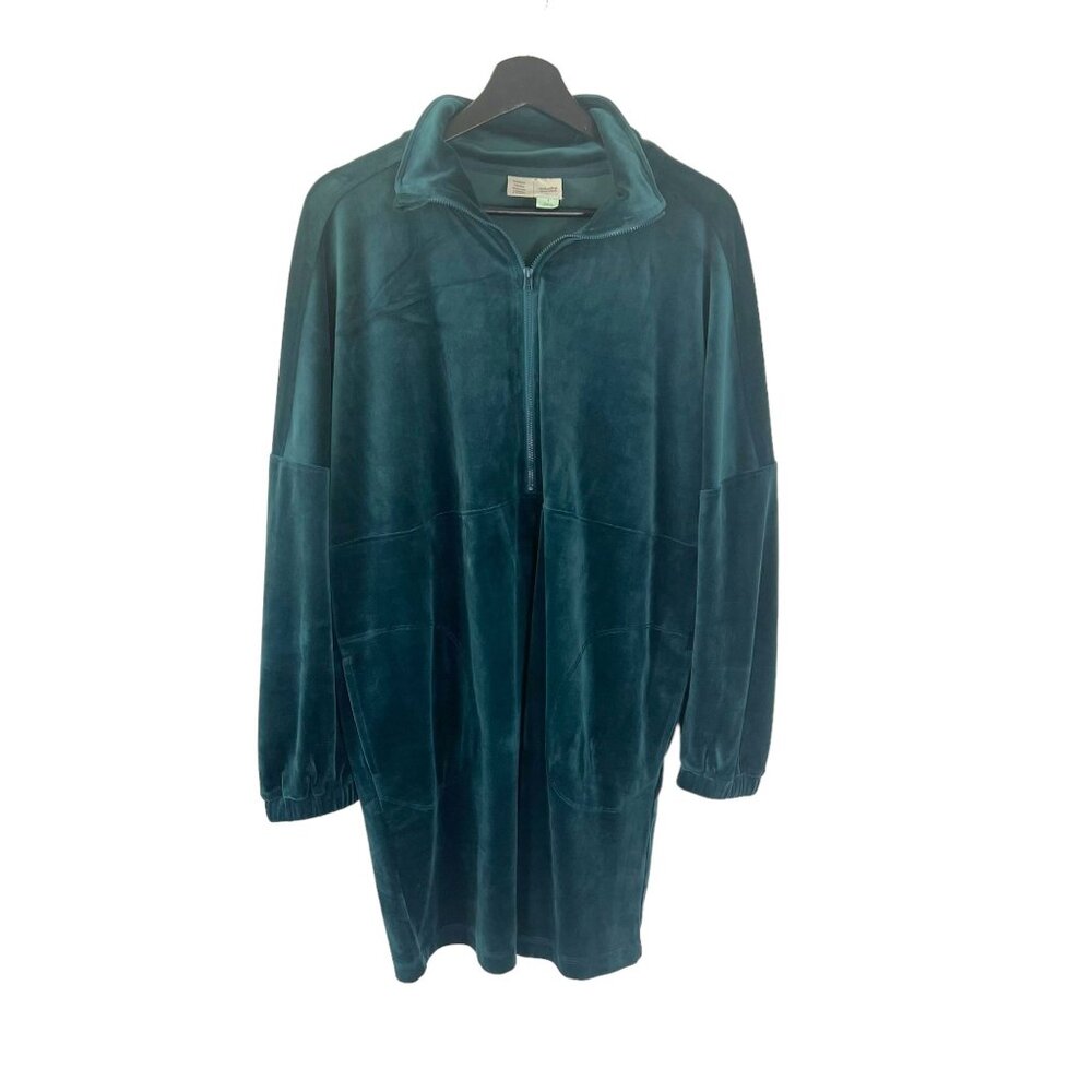 Anthropologie Saturday Sunday Rosiland Turquoise Velour Velvet Tunic Dress Small